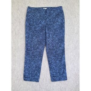 J. Jill Pure Jill‎ Blue Paisley Print Slim Leg Pants Womens Size 0 Petite Cotton